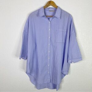 Anthropologie Holding Horses Monroe Blue & White Stripes Oversized Blouse